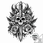 Jungle dagger through shattered spire, concep… – style Jaeger Mini – tattoo sketch (08.11.2025 16:17)