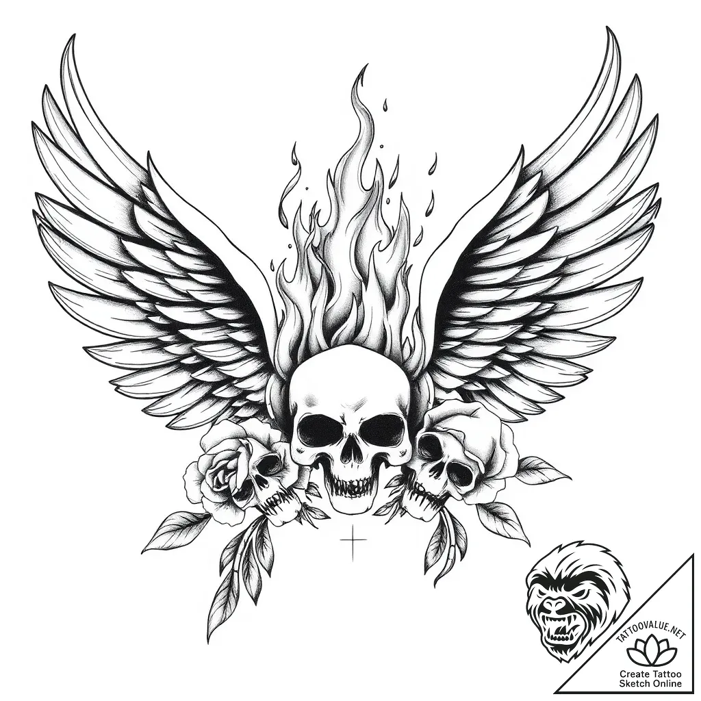 Black flames consuming wings, concept art for... - style Flux Inscriptions - tattoo sketch (08.11.2025 16:28)