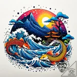 Tat tattoo sketch, trolls village silhouette… – style Jaeger Simple – tattoo sketch (08.11.2025 16:33)