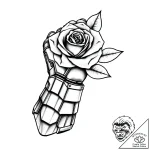 Gauntlet from a power-armor suit, clenching a… – style Flux Inscriptions – tattoo sketch (08.11.2025 16:48)