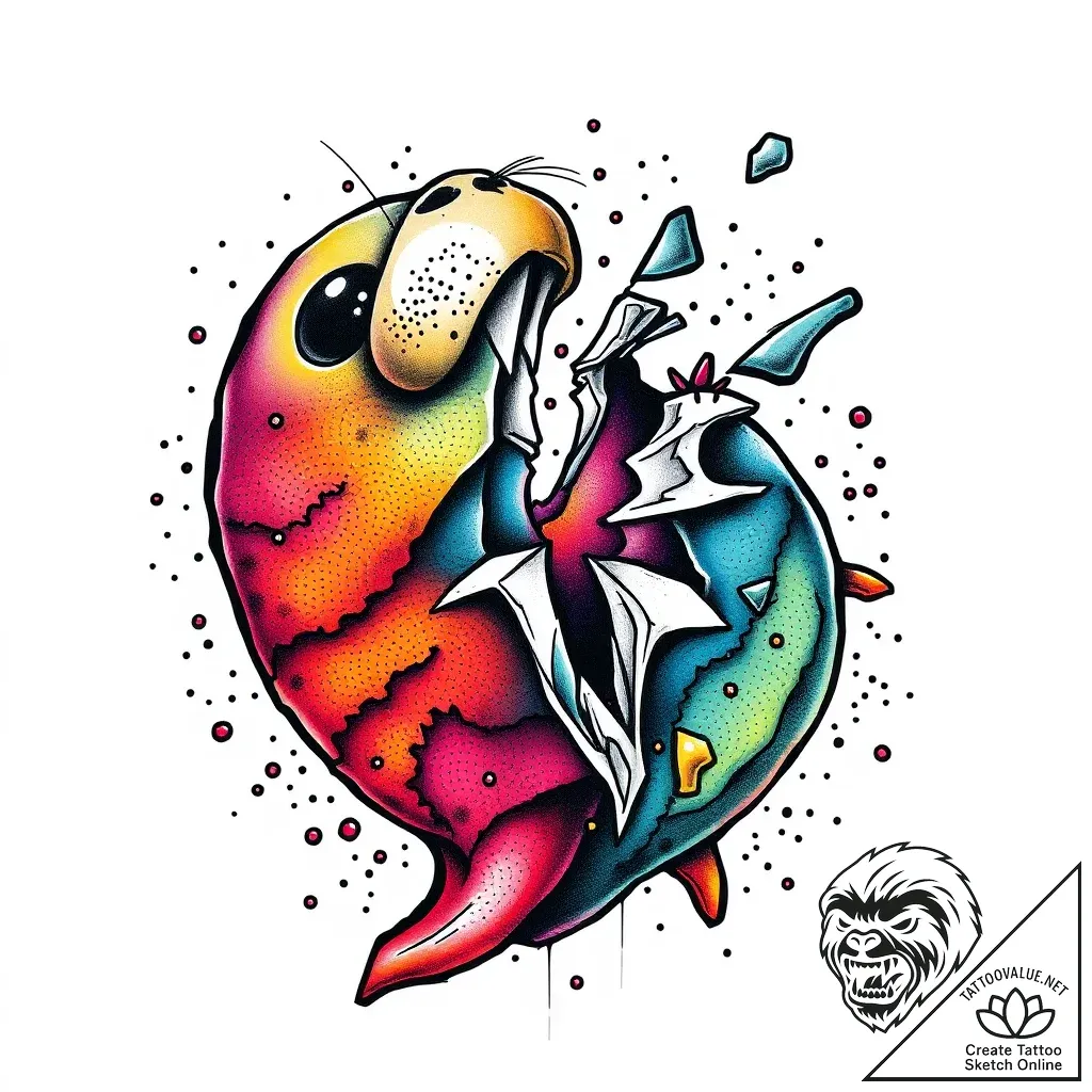 Bone seal broken by force, tattoo flash sheet... - style Flux Inscriptions - tattoo sketch (08.11.2025 17:08)