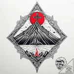 Volcano, dormant, symbolizing immense power h… – style Jaeger Mini – tattoo sketch (08.11.2025 17:18)