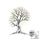 Sunburst behind skeletal tree, tattoo flash s… – style Flux Inscriptions – tattoo sketch (08.11.2025 17:48)