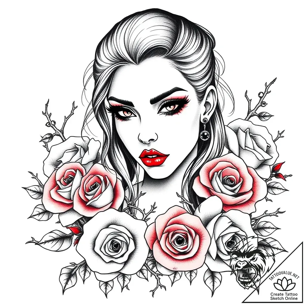 Tat tattoo sketch, alternative model with dra... - style Flux Inscriptions - tattoo sketch (08.11.2025 18:08)