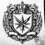 Crest of a family or a self-created one, tatt… – style Jaeger Simple – tattoo sketch (08.11.2025 18:13)