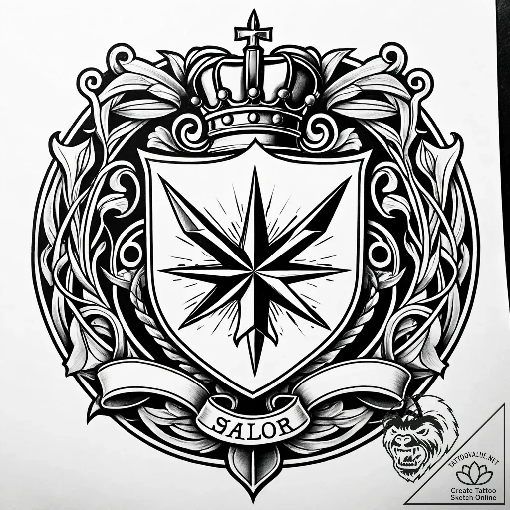 Crest of a family or a self-created one, tatt... - style Jaeger Simple - tattoo sketch (08.11.2025 18:13)