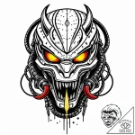 Predator’s bio-mask, with the triangular lase… – style Jaeger Mini – tattoo sketch (08.11.2025 18:18)