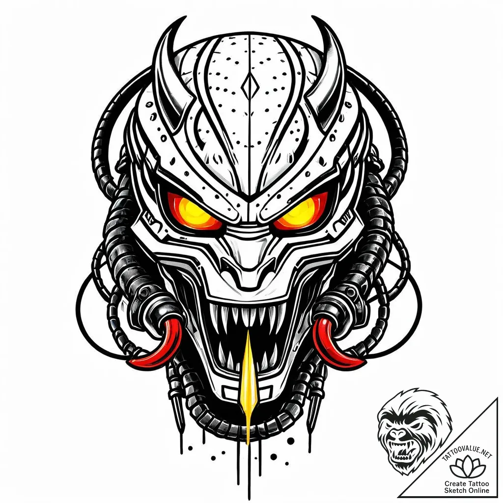 Predator's bio-mask, with the triangular lase... - style Jaeger Mini - tattoo sketch (08.11.2025 18:18)