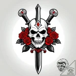 Orcish sword embedded in stone, tattoo sketch… – style Jagger Old – tattoo sketch (08.11.2025 18:23)