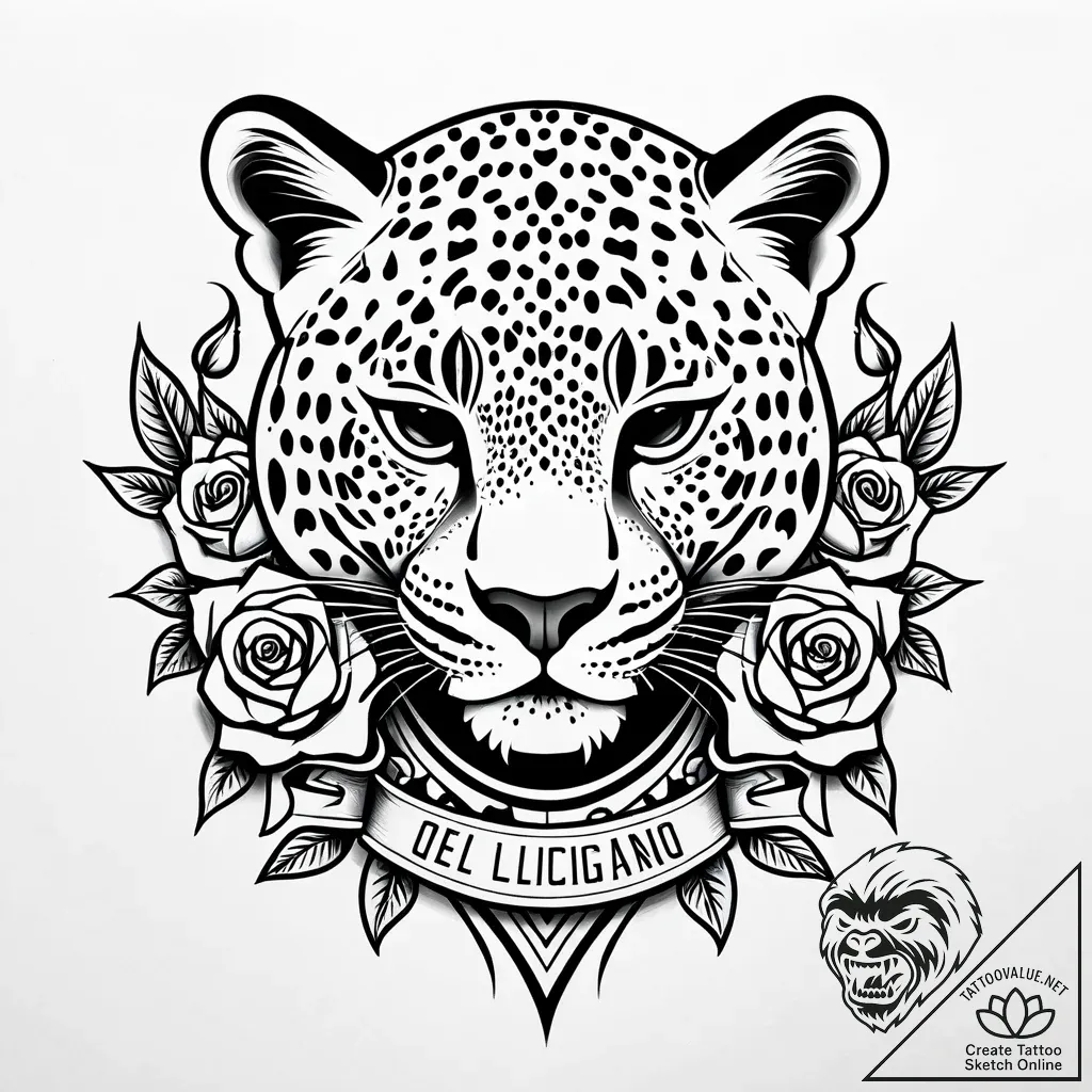 Leopard, tattoo line art, clean lines, crisp... - style Jaeger Simple - tattoo sketch (08.11.2025 18:32)
