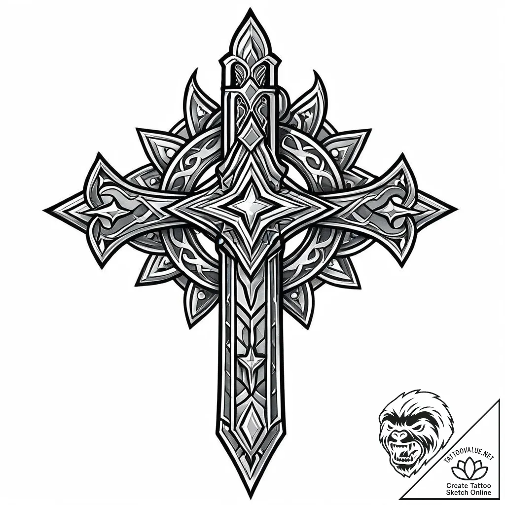 Dwarf forging a sword with a star fragment, t... - style Jaeger Mini - tattoo sketch (08.11.2025 19:17)