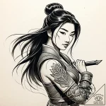 Tattoo sketch, mulan ii mulan in warrior armo… – style Jaeger Simple – tattoo sketch (08.11.2025 19:33)