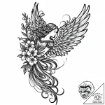 Angel wing, one side feathered, the other a c… – style Jaeger Mini – tattoo sketch (08.11.2025 19:37)