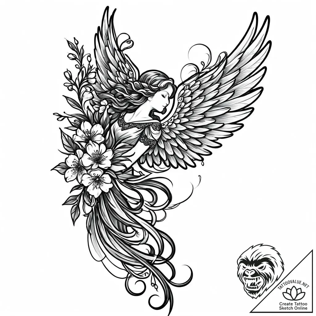Angel wing, one side feathered, the other a c... - style Jaeger Mini - tattoo sketch (08.11.2025 19:37)