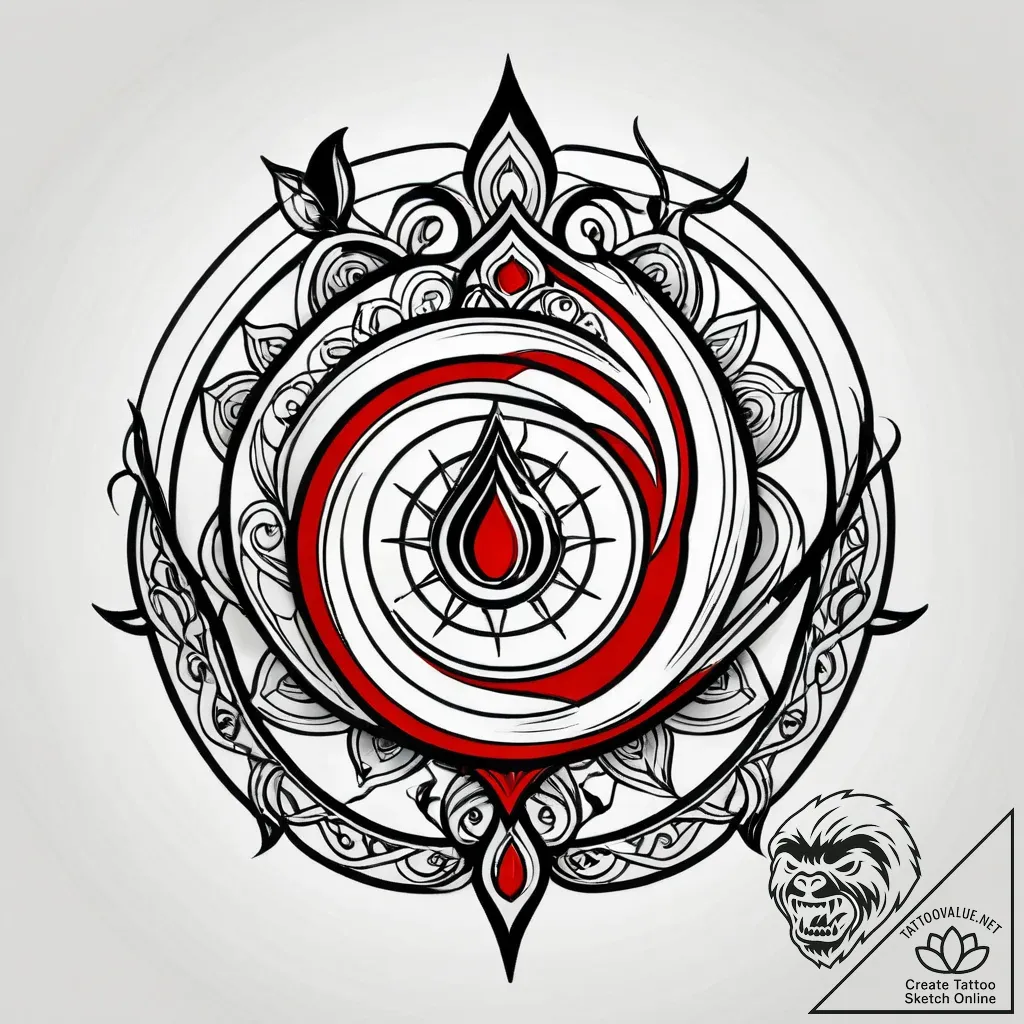 Q, tattoo sketch design, black and red ink, r... - style Jagger Old - tattoo sketch (08.11.2025 19:43)