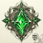 Kryptonite crystal, glowing green, tattoo fla… – style Jaeger Mini – tattoo sketch (08.11.2025 20:18)