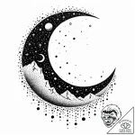 Lunar eclipse bleeding into void, ink illustr… – style Jaeger Mini – tattoo sketch (08.11.2025 20:38)