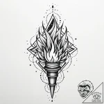 Torch burning with spectral flame, artistic t… – style Jaeger Mini – tattoo sketch (08.11.2025 20:58)