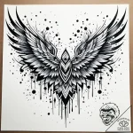 Hidden wings beneath fractured sky, ink illus… – style Jaeger Simple – tattoo sketch (08.11.2025 21:12)