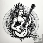 Tat tattoo sketch, queen barb with fiery guit… – style Jagger Old – tattoo sketch (08.11.2025 21:43)