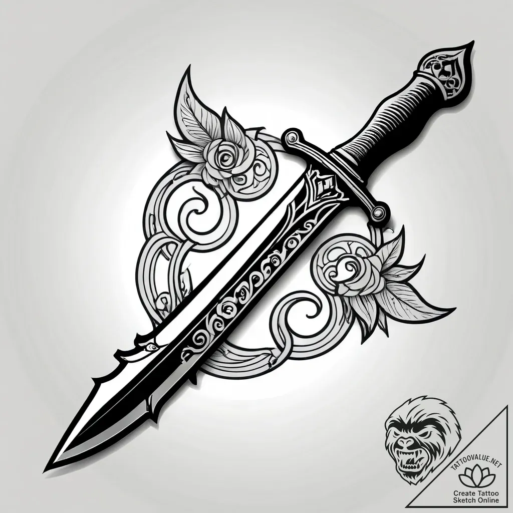 Nether blade forged from shadows, tattoo draw... - style Jagger Old - tattoo sketch (08.11.2025 22:03)