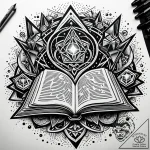 Tat tattoo sketch, mystic surrounded by glowi… – style Jaeger Simple – tattoo sketch (08.11.2025 22:12)