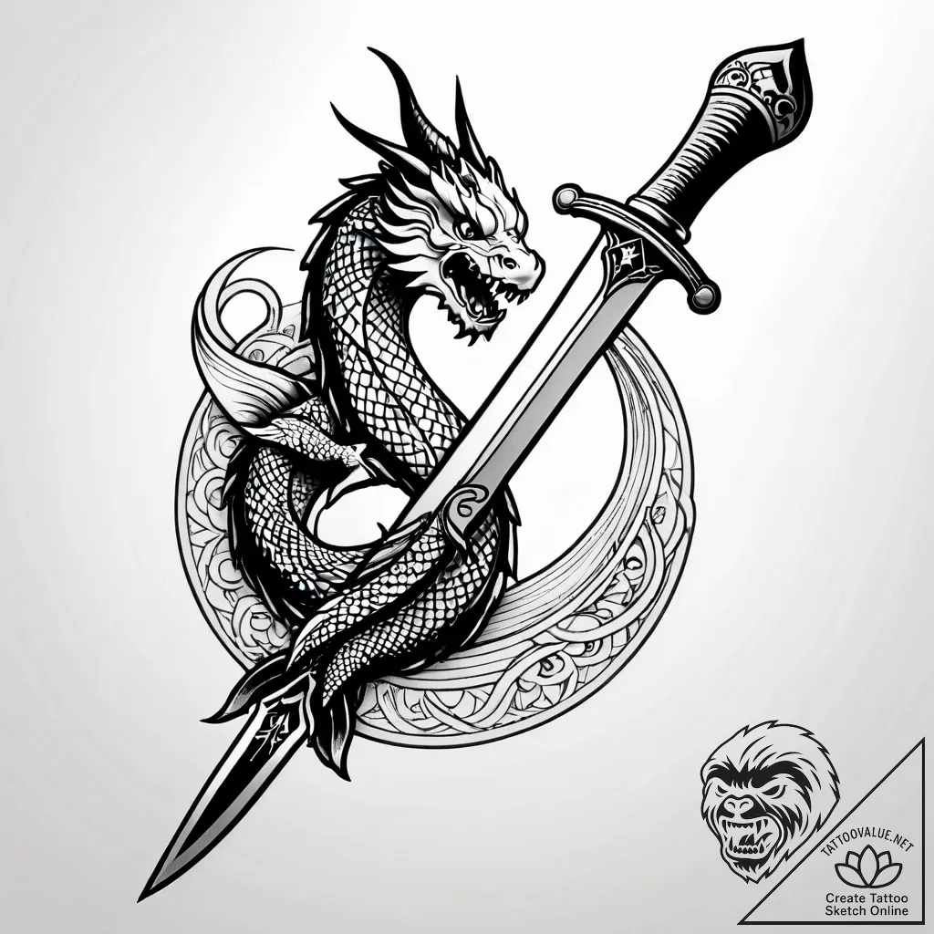 Necrotic dagger beneath celestial gate, conce... - style Jagger Old - tattoo sketch (08.11.2025 22:22)