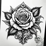 Bone rose blooming through armor, artistic ta… – style Jaeger Simple – tattoo sketch (08.11.2025 22:33)