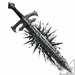 A broken sword of a knight – style Jaeger Mini – tattoo sketch (08.11.2025 22:37)