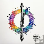 Bone flute calling spirits, tattoo line art,… – style Jagger Old – tattoo sketch (08.11.2025 23:03)