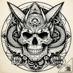 Art deco skull with geometric patterns, tatto… – style Jaeger Simple – tattoo sketch (08.11.2025 23:12)