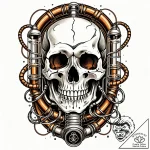 Pneumatic tube transport system, with a skull… – style Jaeger Mini – tattoo sketch (08.11.2025 23:17)