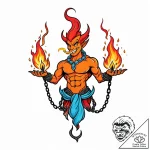 Ifrit (fire genie) made of smoke and embers,… – style Jaeger Mini – tattoo sketch (08.11.2025 23:57)