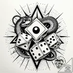 Dice showing a pair of snake eyes, tattoo fla… – style Jaeger Simple – tattoo sketch (09.11.2025 00:12)