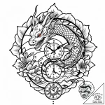 Broken timepiece with skeletal hands, tattoo… – style Jaeger Mini – tattoo sketch (09.11.2025 00:38)