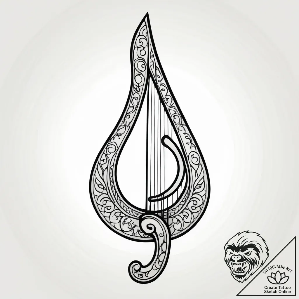 Onyx harp strings snapping, tattoo line art,... - style Jagger Old - tattoo sketch (09.11.2025 01:02)