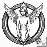 Animated angel trapped in mirror, concept art… – style Jagger Old – tattoo sketch (09.11.2025 02:22)