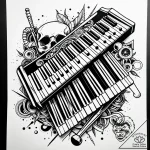 Xylophone made of polished human bones, tatto… – style Jaeger Simple – tattoo sketch (09.11.2025 02:32)