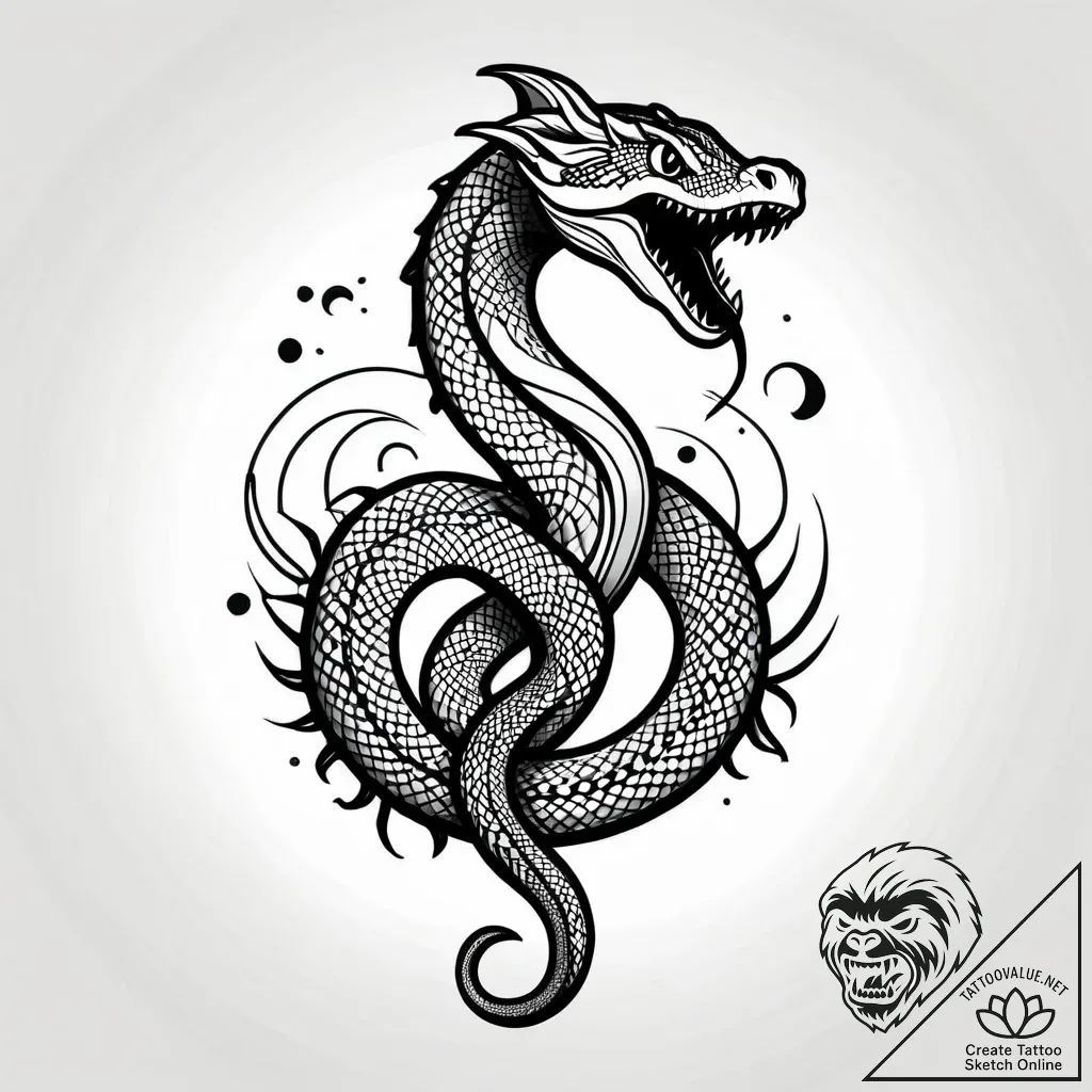Storm serpent tearing through veil, ink illus... - style Jagger Old - tattoo sketch (09.11.2025 03:02)