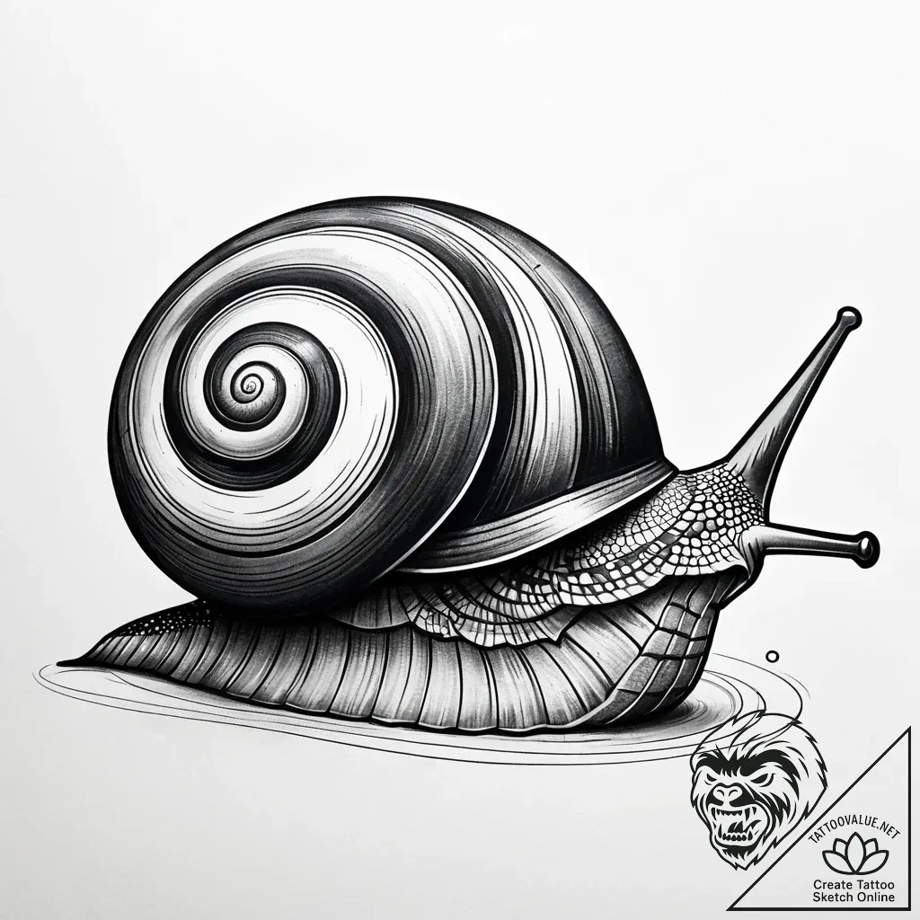 Snail, tattoo sketch design, professional art... - style Jaeger Simple - tattoo sketch (09.11.2025 03:12)