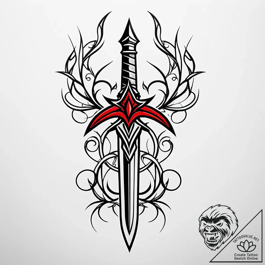 Dagger entwined with spirit vines, tattoo ske... - style Jaeger Simple - tattoo sketch (09.11.2025 03:33)