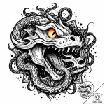 Ghostly serpent devouring starlight, concept… – style Jaeger Mini – tattoo sketch (09.11.2025 03:38)
