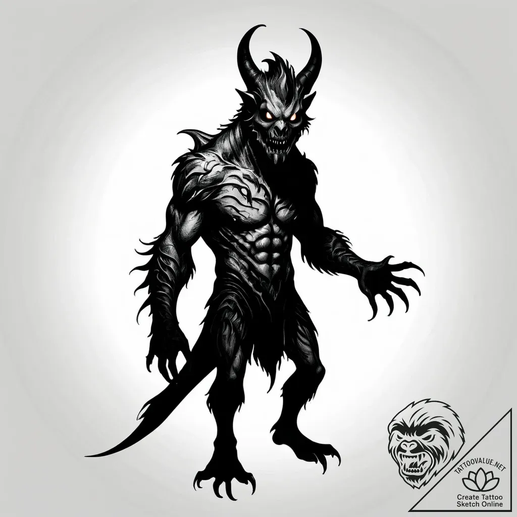 Eskizto, tattoo sketch, boo silhouette with m... - style Jagger Old - tattoo sketch (09.11.2025 04:03)