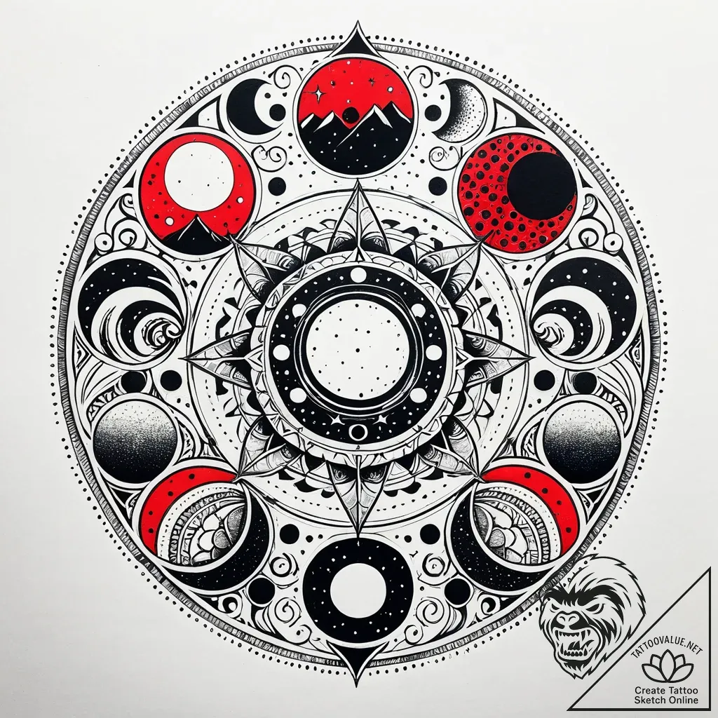 Moon phases, minimalist sequence, tattoo flas... - style Jaeger Simple - tattoo sketch (09.11.2025 04:13)