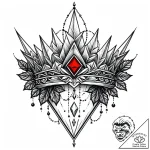 Glacial blade crowned in ivy, ink illustratio… – style Jaeger Mini – tattoo sketch (09.11.2025 04:18)