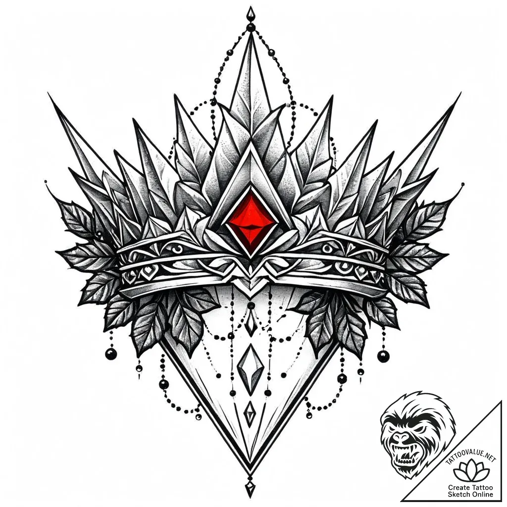 Glacial blade crowned in ivy, ink illustratio... - style Jaeger Mini - tattoo sketch (09.11.2025 04:18)