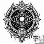 Cosmic gate opening to void, tattoo flash she… – style Jaeger Mini – tattoo sketch (09.11.2025 04:38)