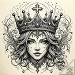 Ice crown trapped in spectral chains, tattoo… – style Jaeger Simple – tattoo sketch (09.11.2025 04:52)