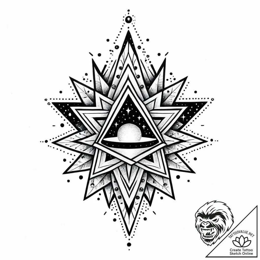 Hollow relic crowned with stars, ink illustra... - style Jaeger Mini - tattoo sketch (09.11.2025 04:58)
