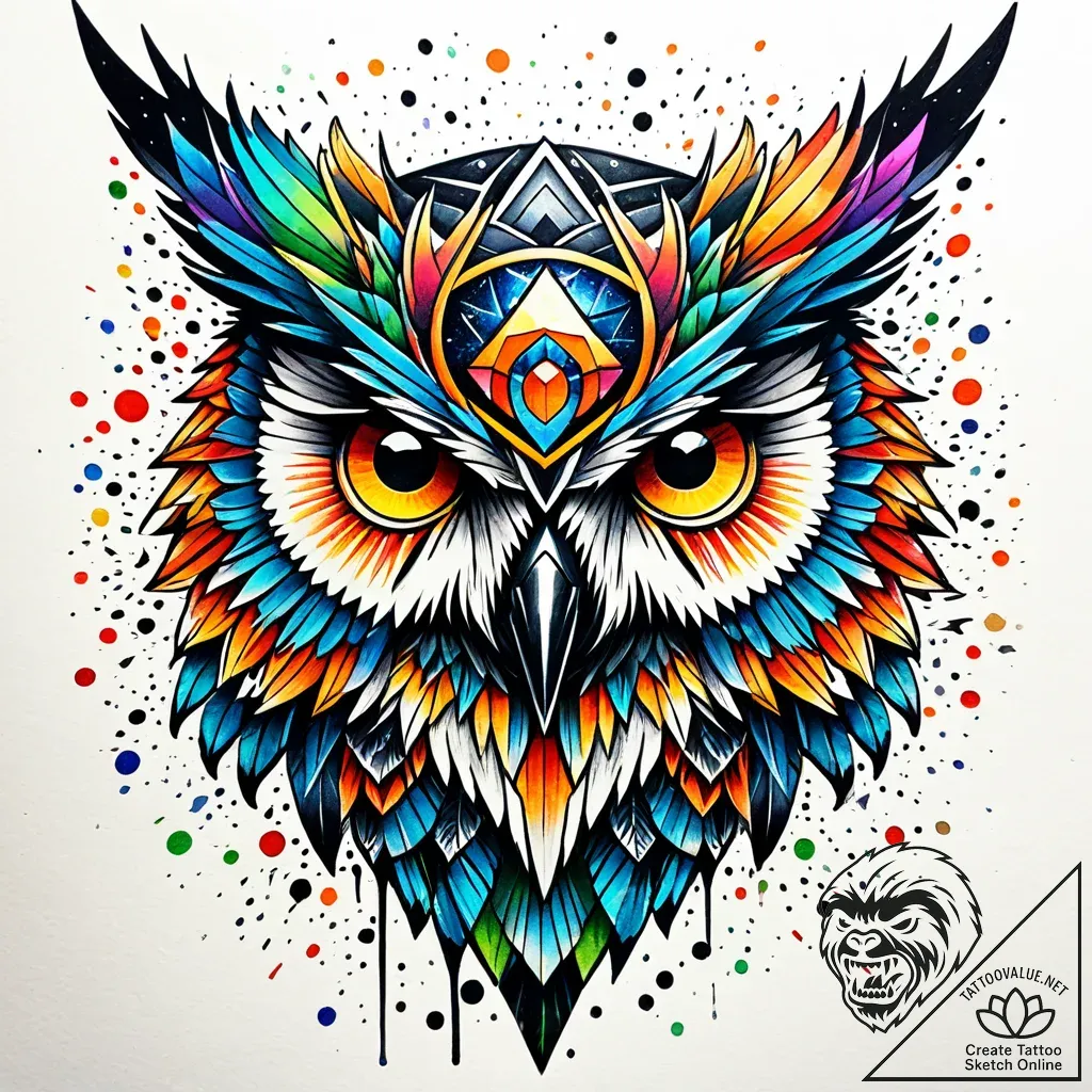 Owl beak beneath shattered helm, tattoo flash... - style Jaeger Simple - tattoo sketch (09.11.2025 06:32)